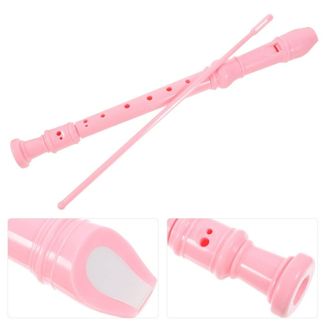 LEEYNEER 1 Set Soprano Recorder Flute Instrument for Kids Pink Abs Flannel 12.8X1.2X1.2In