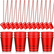 24 Pieces Shot Glass on Beaded Necklace Plastic Shot Cup Necklace Bachelorette Party Team Men and Women Supplies