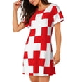 thumbnail image 2 of Fotbe Red Cross 1 Pattern Women's Cotton Nightgown Sleepwear Short Sleeves Shirt Casual Print Sleepdress, 2 of 6