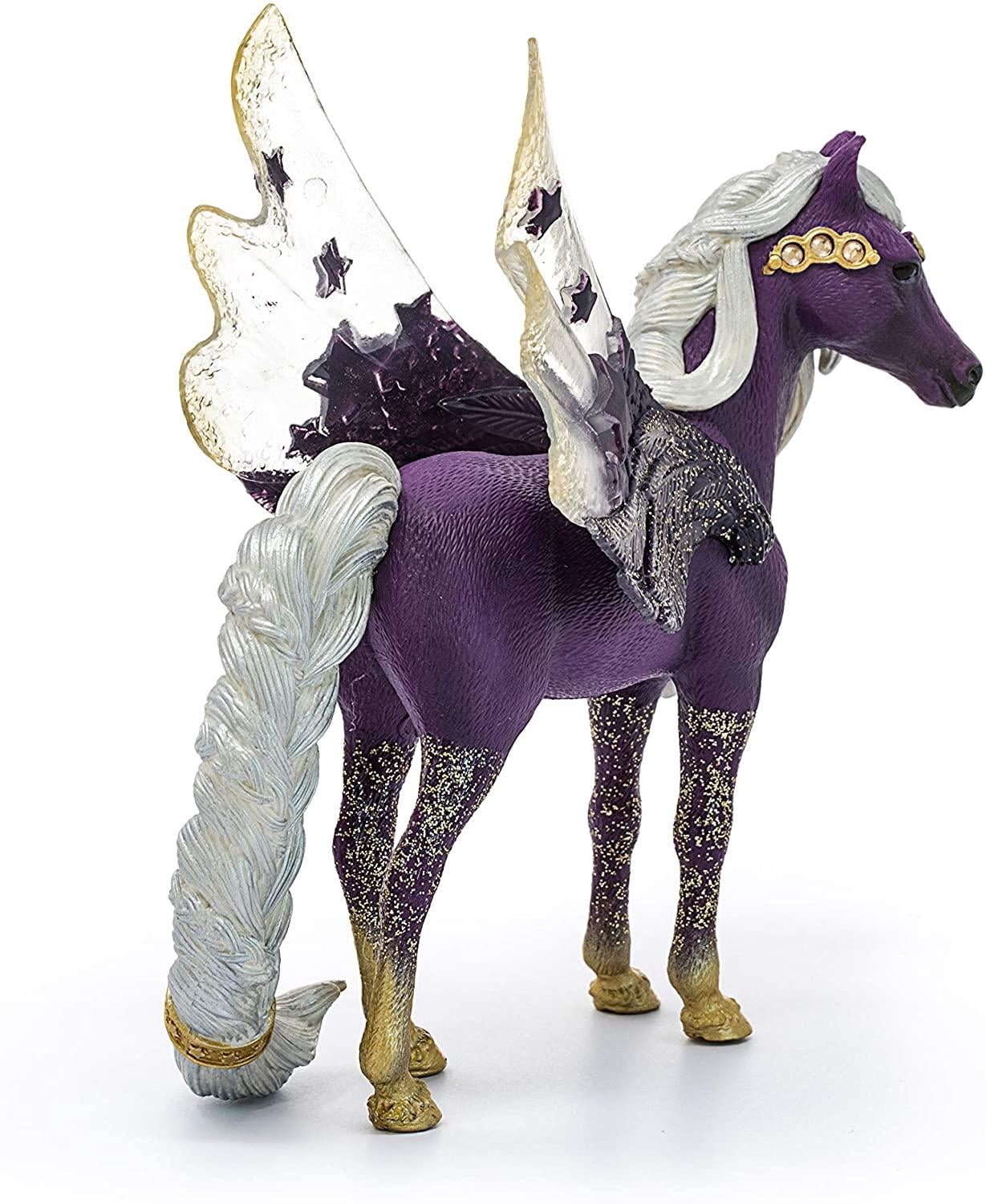 Schleich Bayala 7” Star Pegasus Figurine with Glitter and Gold Wings