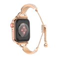 thumbnail image 3 of Dwitch Stylish Elegant Rhinestone Bracelet Watch Band for Apple Watch Series 10 9 8 7 6 5 4 SE 3 2 1, Fashion Adjustable Chain Strap with Sparkling Crystal Inlay,Slim Metal Watch Strap Design,Rosegold, 3 of 5