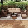 thumbnail image 7 of KIGOTY 7 Piece Outdoor Patio Furniture, Wicker Rattan Outdoor Conversation Set Sectional Sofas for Backyard, Garden, Brown Rattan-Camel, 7 of 7