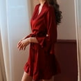 thumbnail image 5 of OAUP Womens Robes Sexy Lingerie Autumn Winter Seductive Silk Kimono With Ruffled Sleeves Sleepwear Daily Housecoat, 5 of 9
