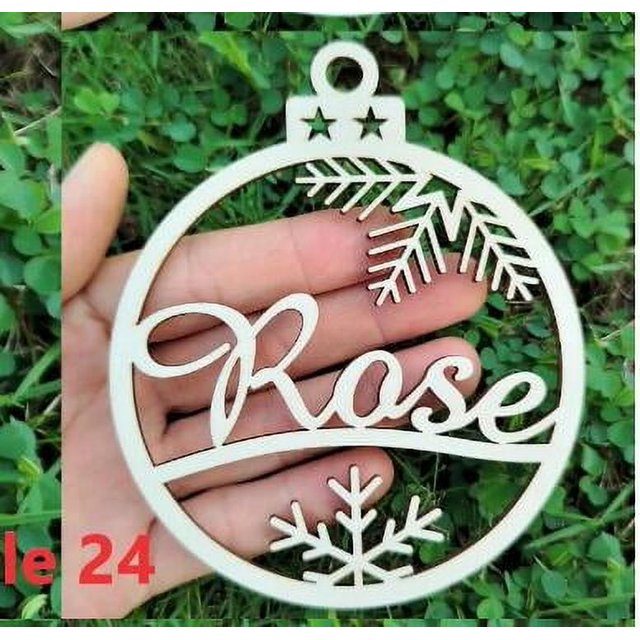 Adornos navideños personalizados con nombre, adornos de madera para árbol de Navidad, decoración navideña, etiqueta de regalo de Navidad, corte láser N