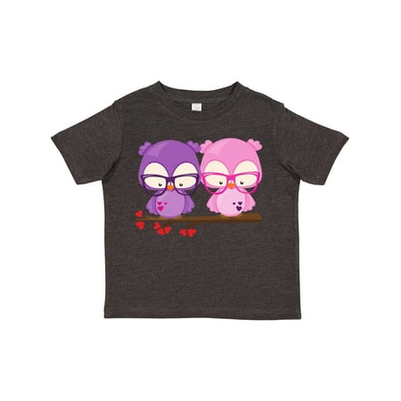 

Inktastic Valentine s Day Owls Pink Owl Purple Owl Hearts Gift Toddler Toddler Girl T-Shirt