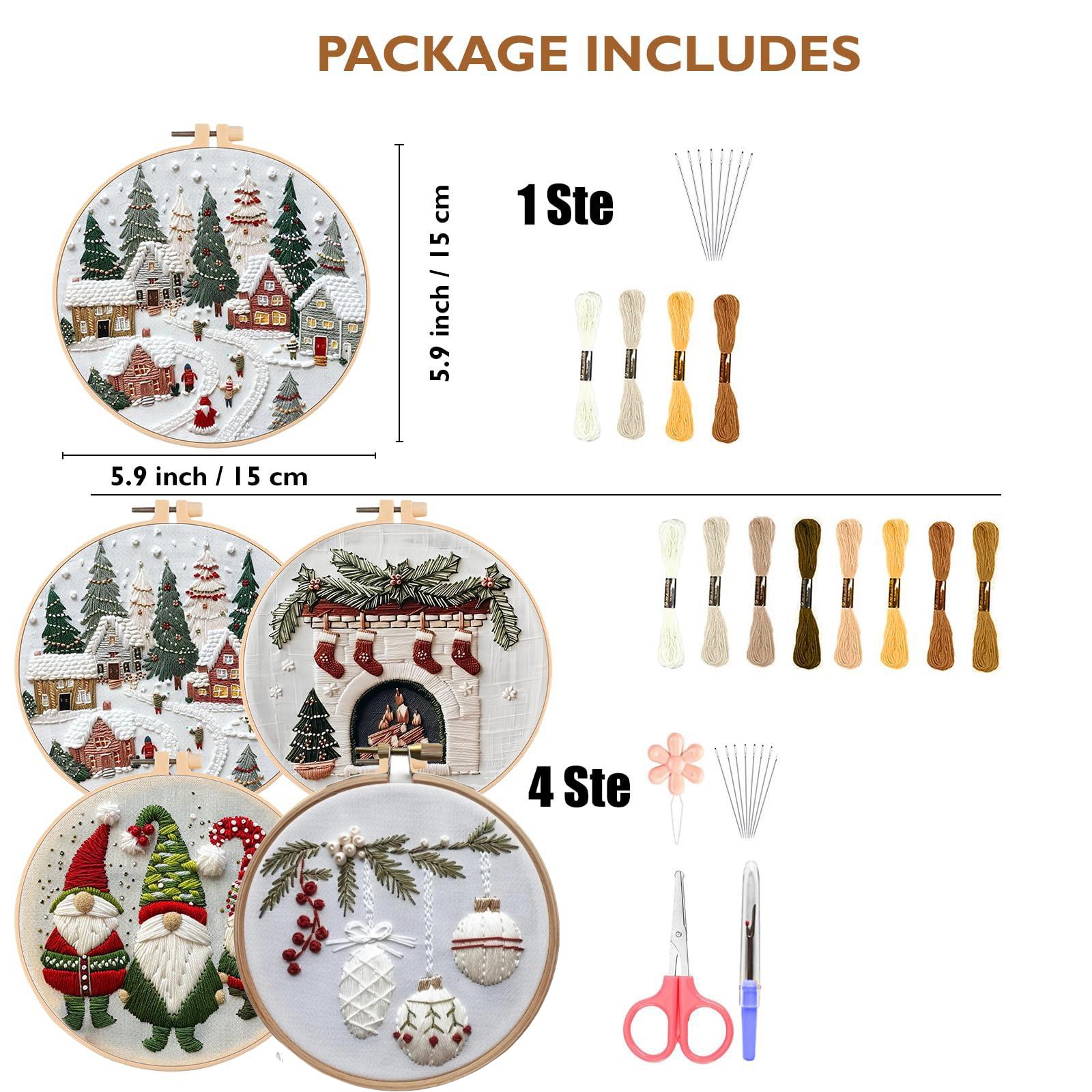 QYY Christmas Embroidery Kit Christmas Gnomes Embroidery Kits For ...