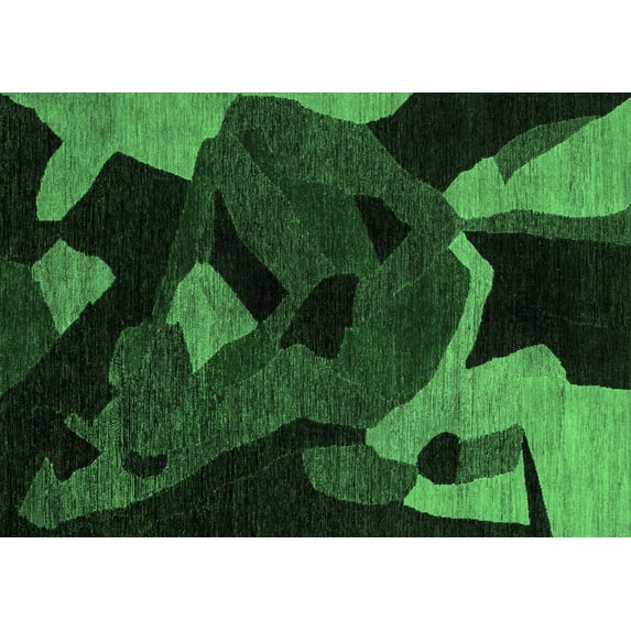 Ahgly Company Indoor Rectangle Oriental Emerald Green Modern Area Rugs, 7' x 9'