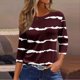 thumbnail image 2 of moda de las mujeres casual cuello redondo manga 3/4 suelta impresa camiseta damas top vino/xl, 2 of 5