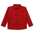 thumbnail image 3 of TiaoBug Little Boy's Button Down Oxford Shirt with Pocket Casual Tops Solid Color School Uniform Red 5-6, 3 of 5