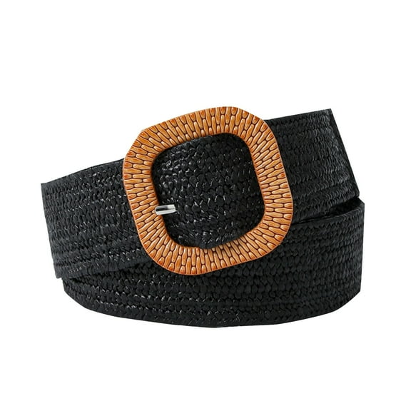 Women Belt Straw Woven Elastic Stretch Wide Waist Belts For Dresses With Buckle