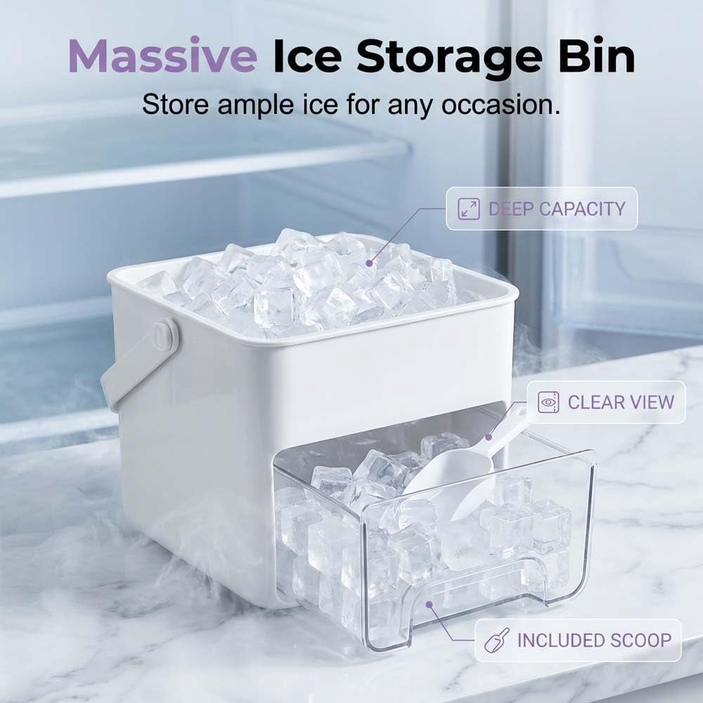 2026 Upgrade Double-Deck Portable Ice Cube Tray, 50 Cube Ice Maker with Easy Press Lid, Ice Cube Mold Maker Container Box for DIY Whiskey Cocktail Coffee Beverages (purple)