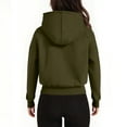 thumbnail image 3 of APEXFWDT Women's Zip Up Cropped Sweatshirt Jacket Athletic Light Fleece Casual Hoodie for Active Wear,S,Army Green, 3 of 5