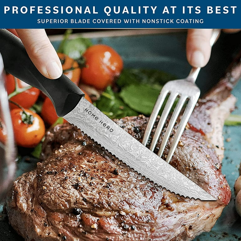 Home Hero Kitchen Knife Set, Steak Knife Set & Kitchen Utility Knives -  Ultra-Sharp High Carbon Stainless Steel Knives with Ergonomic Handles (20  Pc Set, Black)