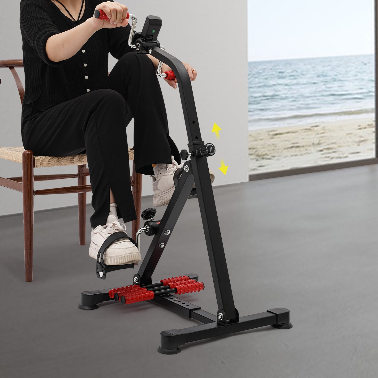 Adjustable Pedal Exerciser Bike with LCD Monitor – Arm & Leg Mini Exercise Machine for Home Rehab & Fitness, Compact & Portable, Quiet Resistance System