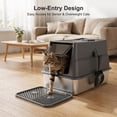 thumbnail image 4 of XL Extra Large Stainless Steel Litter Box with Lid, Metal Cat Litter Boxes for Big Cats Enclosed, Metal Litter Box with Litter Scoop Set, Non-Sticky, Anti-Urine Leakage, 24"*16"*18", Dark Gray, 4 of 10