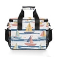 thumbnail image 7 of FORMRS Insulated Cooler Bag 24 Cans Capacity Soft Leakproof Lunch Box with Side Pockets, White Hand Drawn Sailboats, 7 of 7
