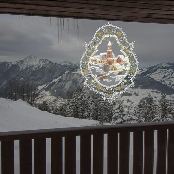 Window Hanging Winter Village