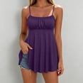 thumbnail image 2 of ATOYSOY Women’s Shirred Bust Spaghetti Strap Cami Top Geometric Neck A Line Flared Casual Tank Tops Breathable Apparel For Summer Vacation Wear, 2 of 5