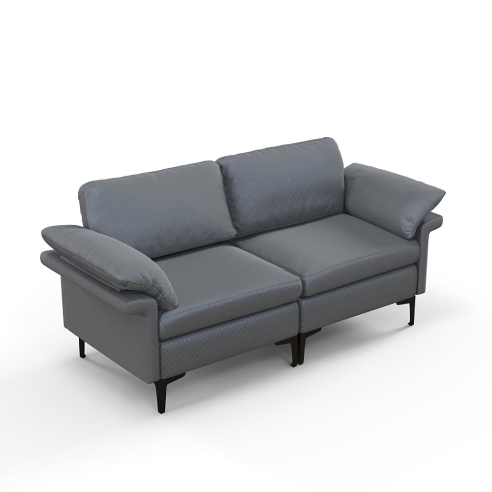 Finihen Loveseat Sofa, Modern Fabric Loveseat Sofa for with Metal Legs and Armrest Pillows, for Living Room, Bedroom, Gray Finihen Loveseat Sofa, Modern Fabric Loveseat Sofa for with Metal Legs and Armrest Pillows, for Living Room, Bedroom, Gray