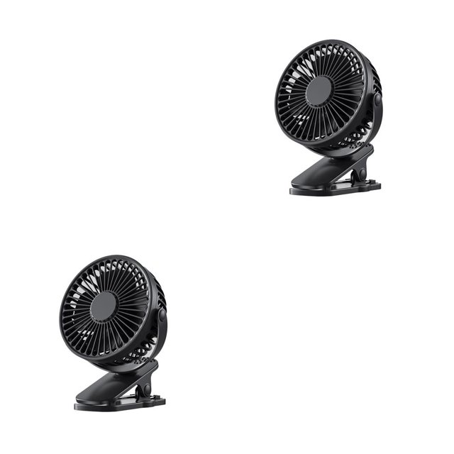 Advancent Ventilador de clip pequeño Carga USB 3 velocidades Ventiladores eléctricos de bolsillo de oficina ajustables Verano Deportes al aire libre Negro 2piezas Advancent CBP379744