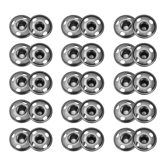 Uxcell 50 Sets Sew-on Snap Buttons, 12 mm Metal Invisible Press Studs Buttons, Brass Sewing Snap Fasteners for Fabric Clothing DIY Crafts (Light Black)