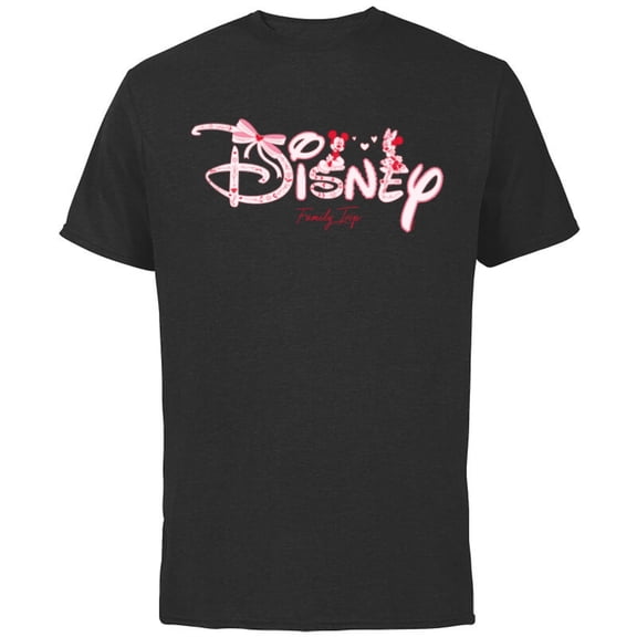 Disney Mickey & Minnie Coquette Valentine's Cute Family Trip - Short Sleeve Cotton T-Shirt for Adults - Customized-Black