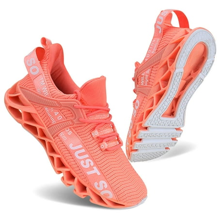 

WONESION Just so so Womens Running Shoes Breathable Gym Shoes Athletic Walking Sneakers Orange&Pink Size 6