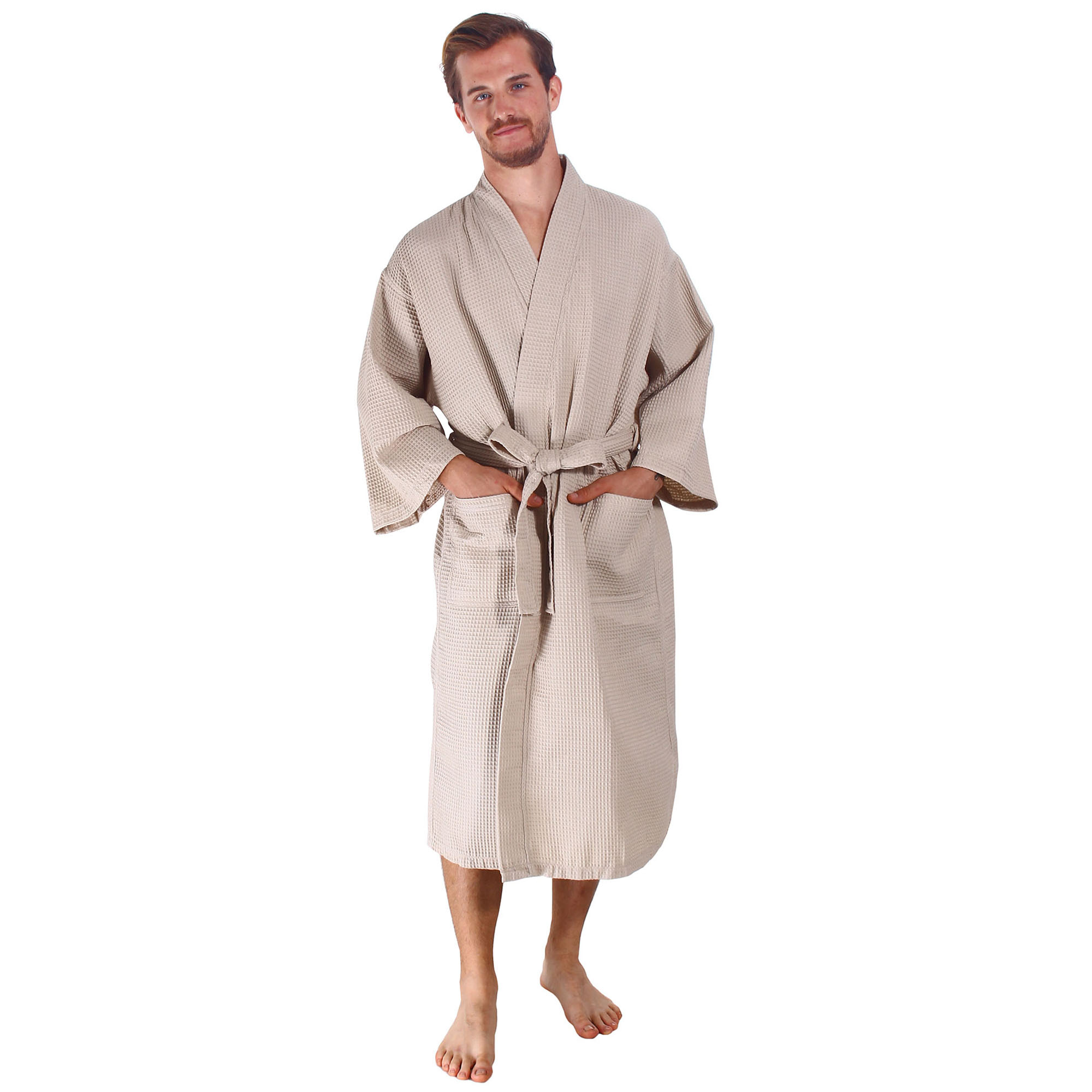men's cotton waffle weave robe