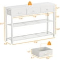 thumbnail image 3 of Furologee White Entryway Table, 38'' Console Sofa Table with 3 Fabric Drawers, Industrial Entry Way Table with Storage Shelves, Display Shelf for Living Room, Hallway, Entrance, Foyer, 3 of 9