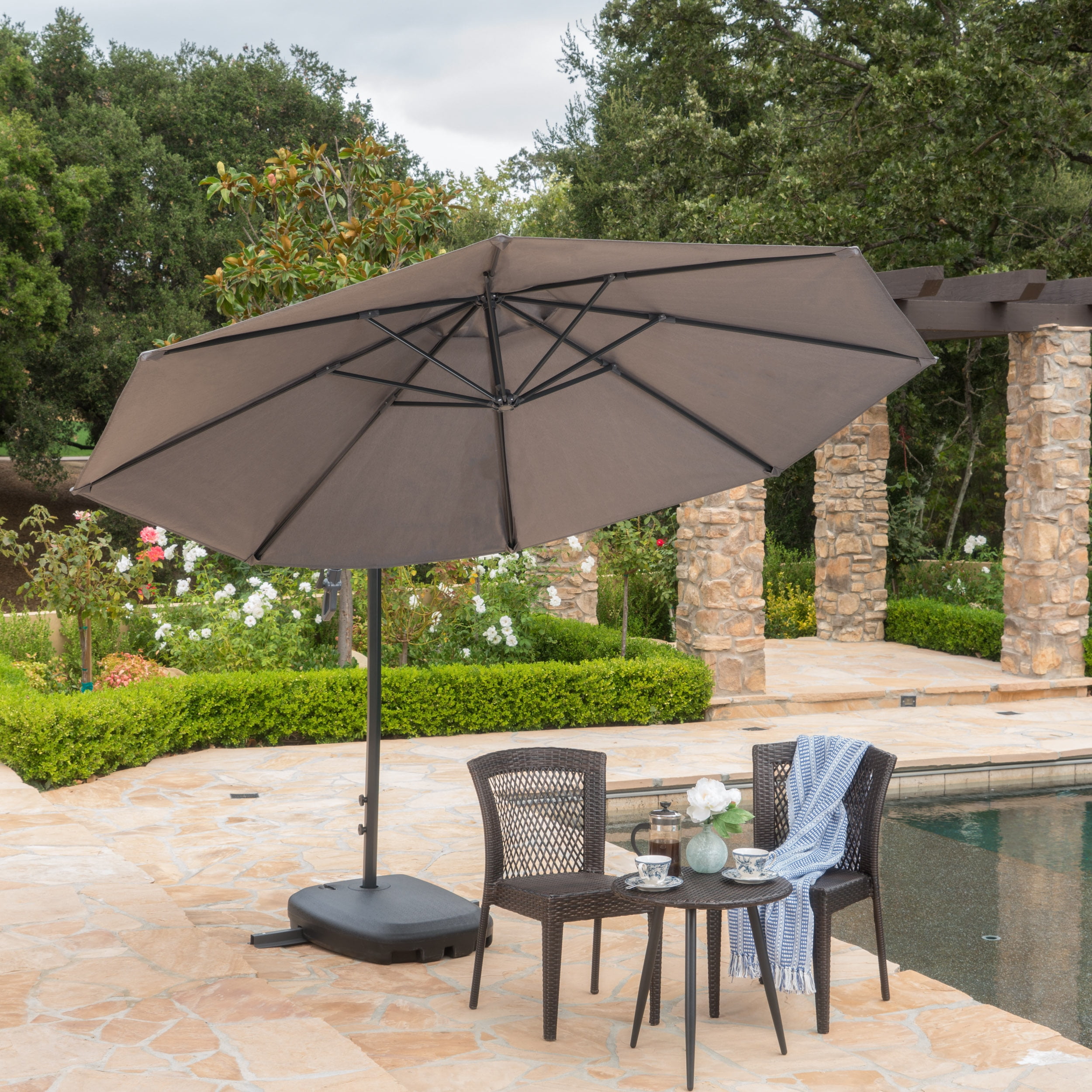 costco free standing patio umbrella Square Cantilever Replacement Canopy 463095 How to Tilt a Costco