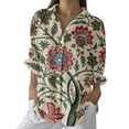 thumbnail image 2 of YLHFASHION Chemise à Imprimé Floral Rétro pour Femmes, Imprimé Géométrique Abstrait, Chemise à Imprimé Artistique, Chemise Décontractée à Imitation Ligne, Col en V, Liquidation, Offres du Jour, Prime, Chemises pour Femmes, 2 of 4