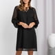 thumbnail image 4 of Vestido De Manga Larga Con Volantes, Cuello En V, Vestido Recto Con Vuelo, Corte Holgado, Recto, Elegante Para Ir De Compras. ANGGREK  No, 4 of 6