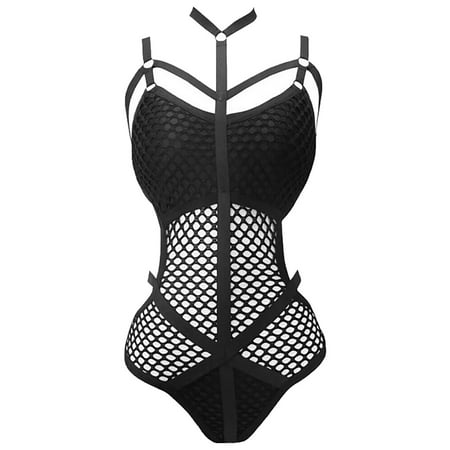 Minimizer Bras for Women Ultra Thin Sexy Fashion Mesh See Through Strap Sexy Lingerie Jumpsuit Push Up Bras for Women(Size:2XL)