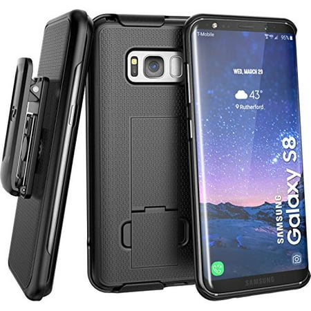Galaxy S8 Belt Clip Holster Case (secure-fit) DuraClip Combo by Encased (Samsung Galaxy S8) (Smooth Black)