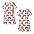 thumbnail image 3 of Bixox Chemise de Nuit à Motif de Tracteurs Rouges pour Femmes, Vêtements de Nuit Doux et Respirants, Robe de Pyjama Longueur Genou à Col Rond, Vêtements de Détente pour la Maison et le Sommeil, 3 of 7