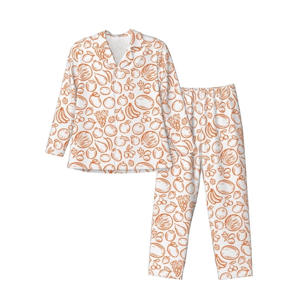 Fotbe Simple Fruit Pijama de Hombre con Estampado de Manga Larga, Conjunto de 2 Piezas, Ropa de Dormir Suave y Cómoda con Bolsillos-XX-Large