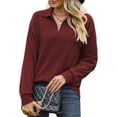 thumbnail image 2 of SHIBEVER Women Long Sleeve Tops V Neck Shirts Pullover Casual Fall Tops for Women Blouses Sweatshirts Loose Fit Tunic Tops Henley Shirts Fashion Clothing, 2 of 5