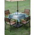 thumbnail image 4 of Outdoor Tablecloth with Umbrella Hole for Patio/Picnic/Party/Camping, Blue Teal Palm Leaves Waterproof Table Cloth Square Cover Washable, Summer Botanical Tropical Leaf (54"x 54"), 4 of 9