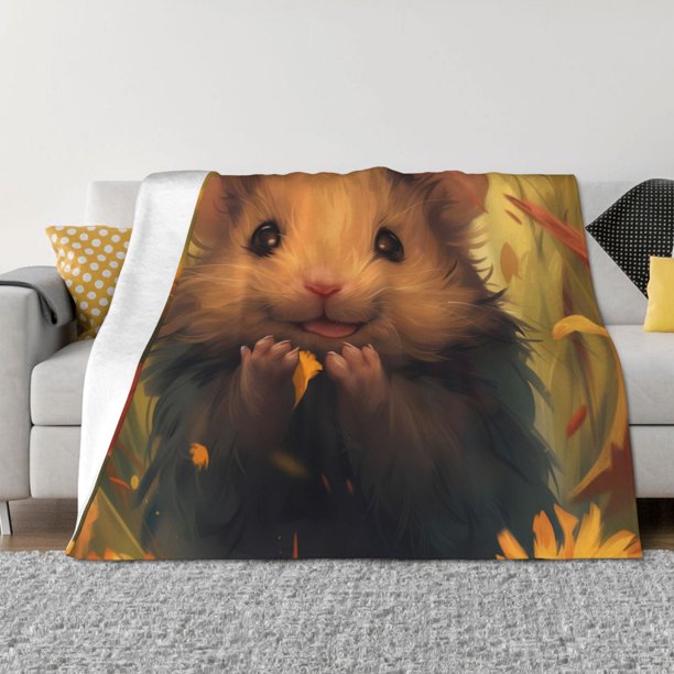 Balery Cute Sunflower Guinea Pig Manta de Franela con Dibujo, Lujo Ultra Suave y Cálido, Antipelusa y Resistente a las Arrugas para Cama, Sofá, Camping -80"x60"