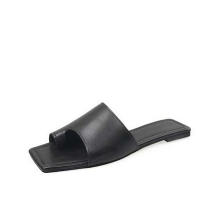 

CYMMPU Women s Slippers Summer Women Fashion Solid-color Slippers Flat Sandals Beach Outdoor Shoes