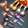 thumbnail image 1 of HLONK 2Pcs/Set Stainless Steel Baby Spoon Fork Set Short Handle Mirror Polished Mini Ice Cream Dessert Tea Soup Spoon Fork Set Kitchen Cutlery Utensils, 1 of 7