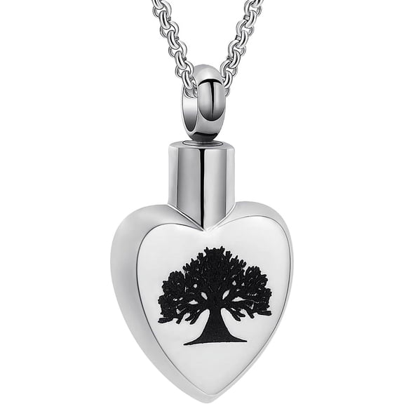 Heart Urn Necklaces for Ashes Tree of Life Memorial Ashes Lockets, Cremation Jewelry Keepsake Pendant for Ashes for Women for Men