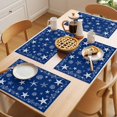 thumbnail image 5 of Navy Blue Coastal Placemats Set of 6 Summer Beach Starfish Shell Nautical Place Mats Indoor Wipeable Table Mats Washable Cloth Dining Table Placemats for Kitchen Holiday Party Home Decor 13x19 Inch, 5 of 9