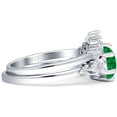 thumbnail image 5 of Round Beaded Marquise Style Green Emerald Cubic Zirconia White Tone 925 Sterling Silver, Size 5, 5 of 7