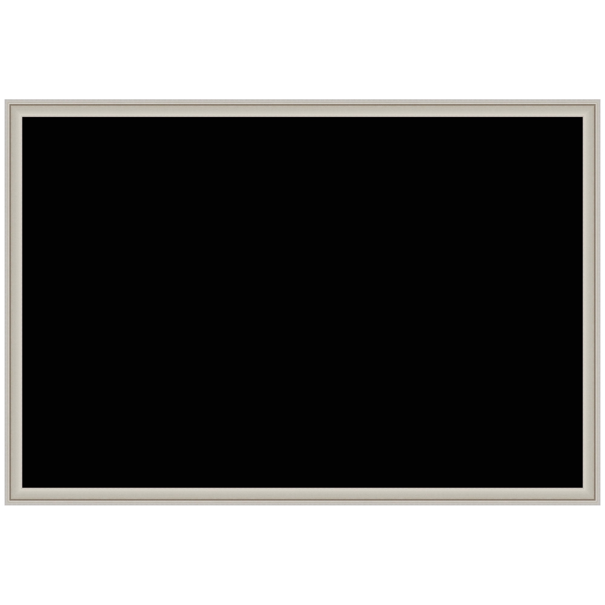 Kate and Laurel Framed Fabric Pinboard 38 x 26,  Printed Linen Classic Bulletin Board for Use as a Vision Board or Wall Organization, Florence Silver Frame