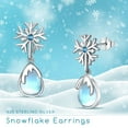 thumbnail image 6 of Midir&Etain Snowflake Earrings 925 Sterling Silver Moonstone Dangle Earrings Hypoallergenic Snow Flower Earring Winter Jewelry Christmas Gifts for Women, 6 of 6