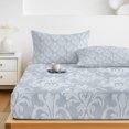 thumbnail image 6 of King Size Fitted Sheet Set - Haze Blue Boho 3 Piece Bedding Sets 16" Deep Pocket Fitted Sheet with 2 Pillowcases, Neutral Middle Century Turkish Pattern Brushed Microfiber Hotel Luxury Bed Sheets, 6 of 9