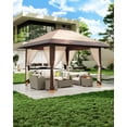 thumbnail image 3 of Abri de Jardin Pliante 13 X 13 Pi - Double Toit, Moustiquaire, Hauteur Réglable, Résistant aux UV, Robuste, Imperméable, Portable pour Patio, Jardin, Camping, Fête - Kaki + Kaki Pâle, 3 of 7
