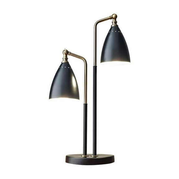 Adessoยฎ Chelsea 2-Light Table Lamp, 32 1/2"H, Black Shade/Black Base