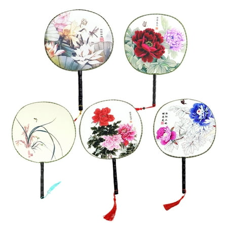 

NUOLUX Fan Chinese Hand Fans Silk Round Bridal Folding Tassel Sumi Traditional Handheld Oriental Bride Dance Character Wedding